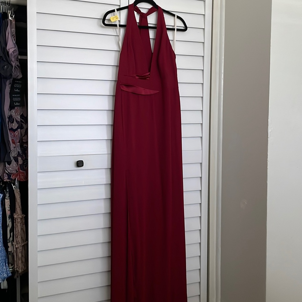 Halston burgundy formal dress